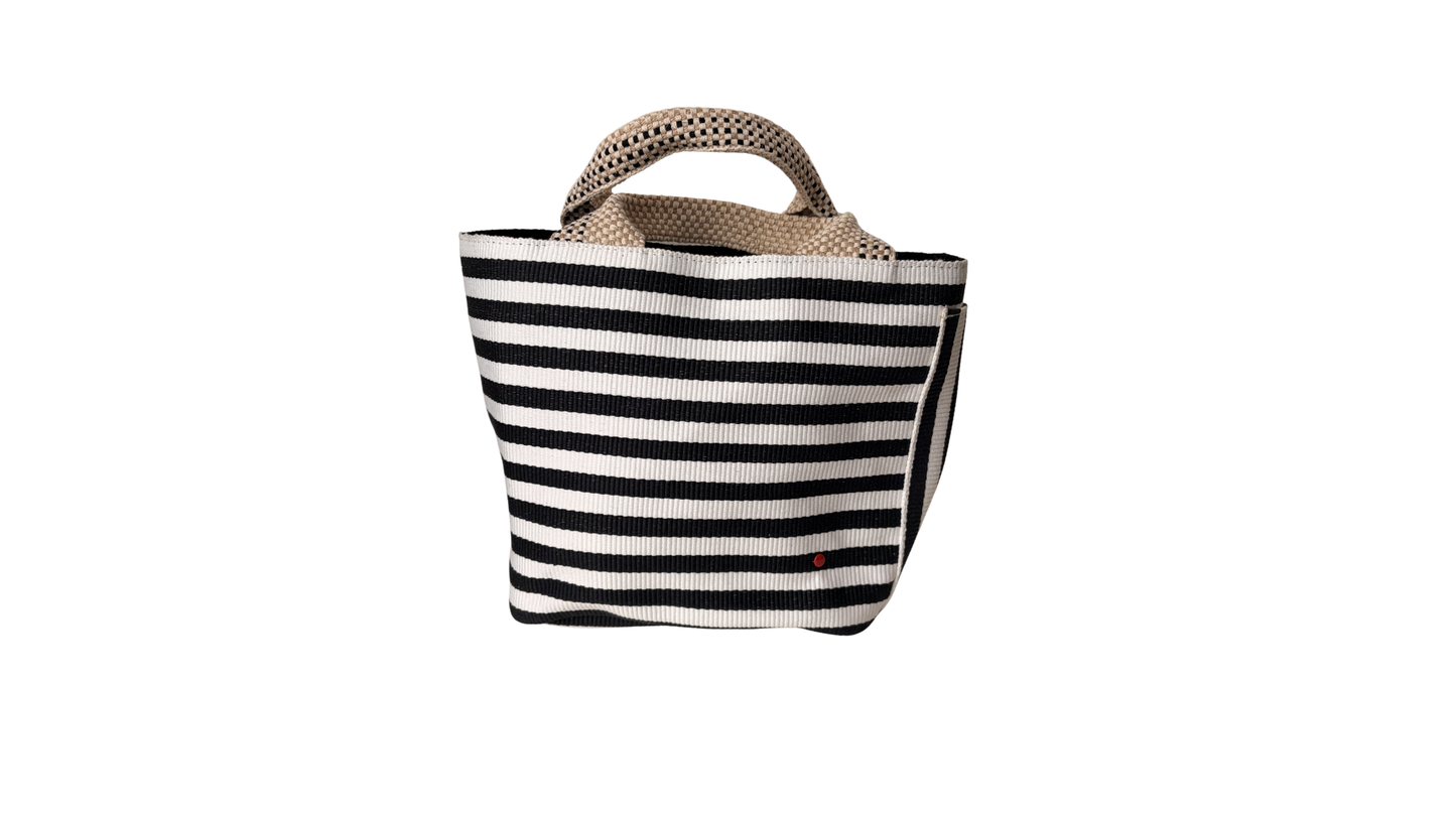 CESTO ABANICO RAYAS NEGRO
