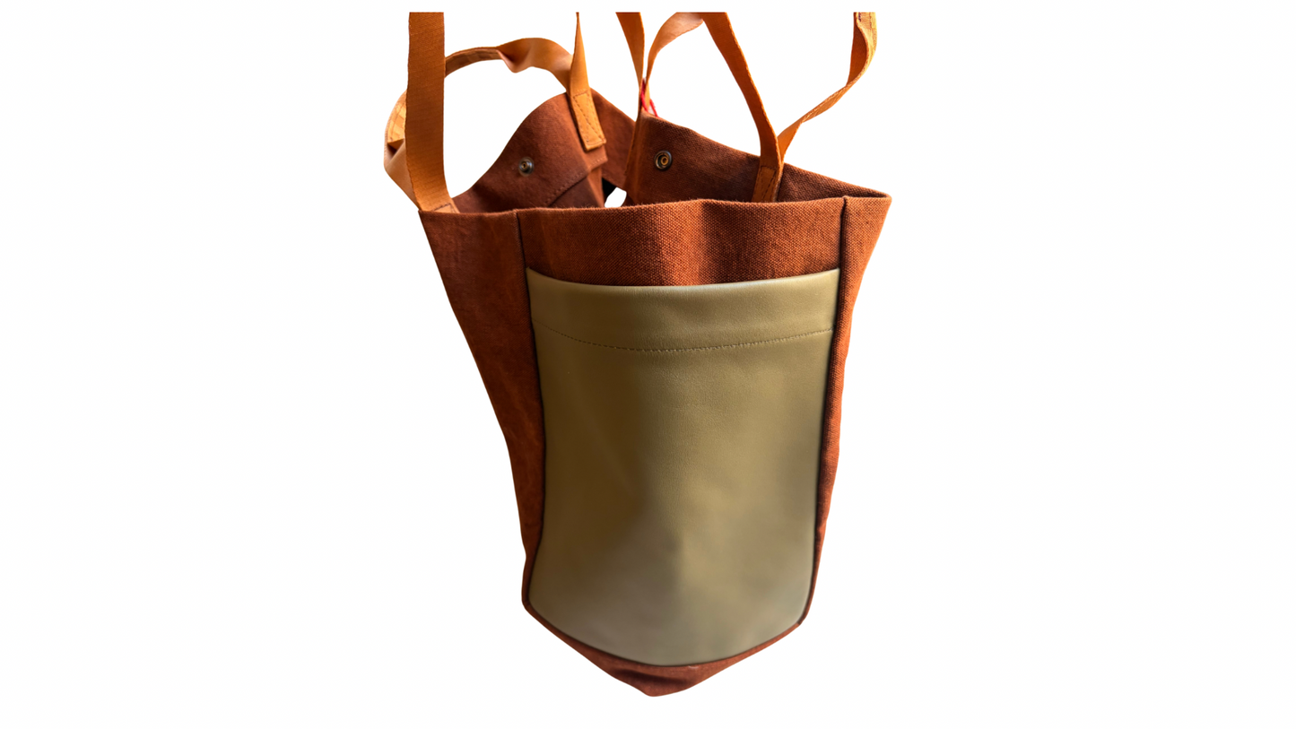 TOTE HORIZONTAL COTTON BROWN BICOLOR