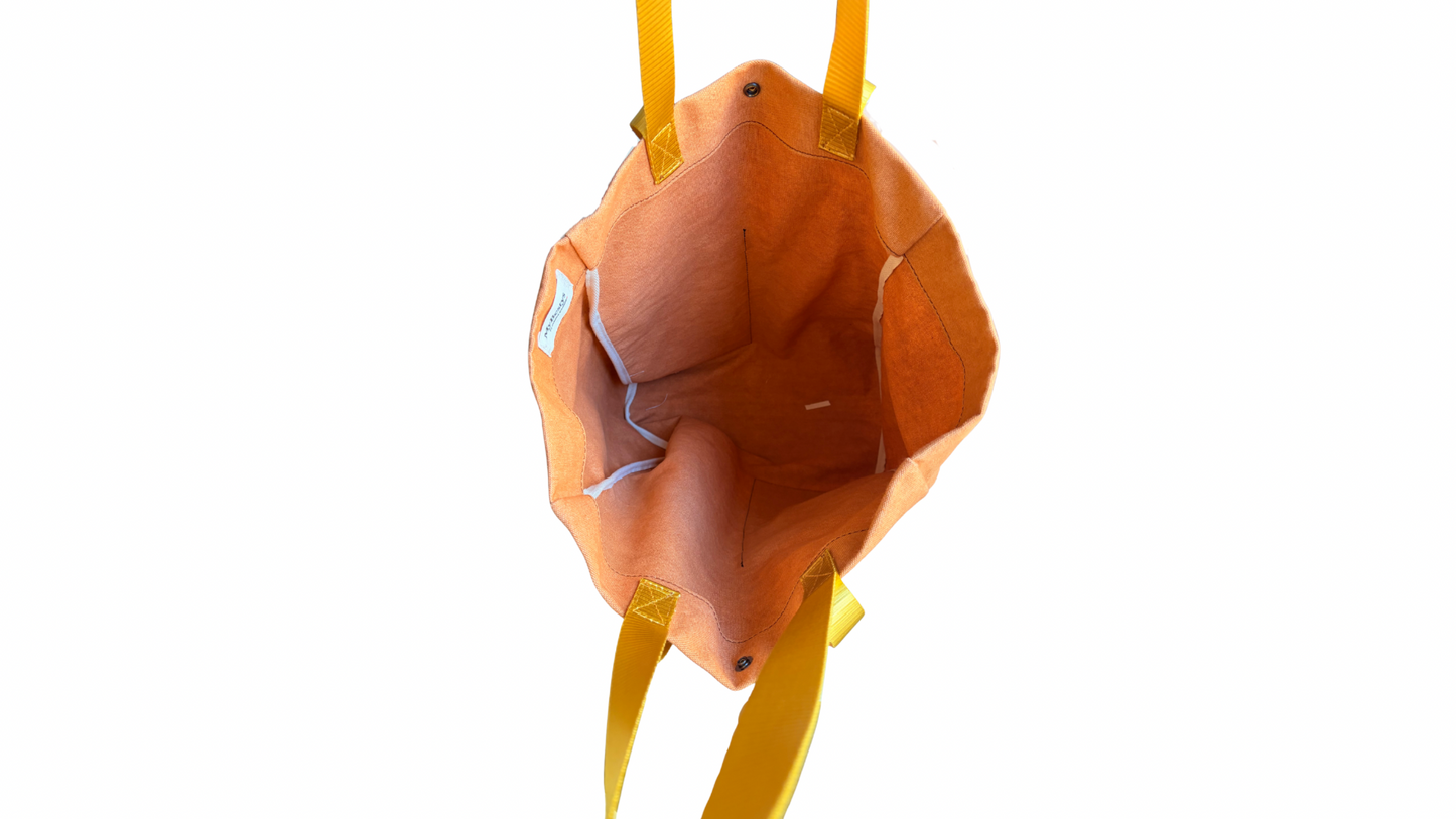 TOTE VERTICAL COTTON NARANJA BICOLOR