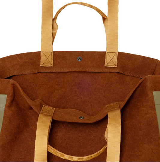 TOTE HORIZONTAL COTTON BROWN BICOLOR