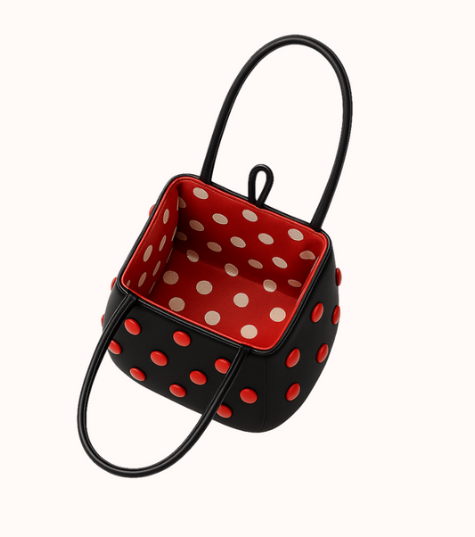 BOMBONERA COTTON BLAK-RED DOTS