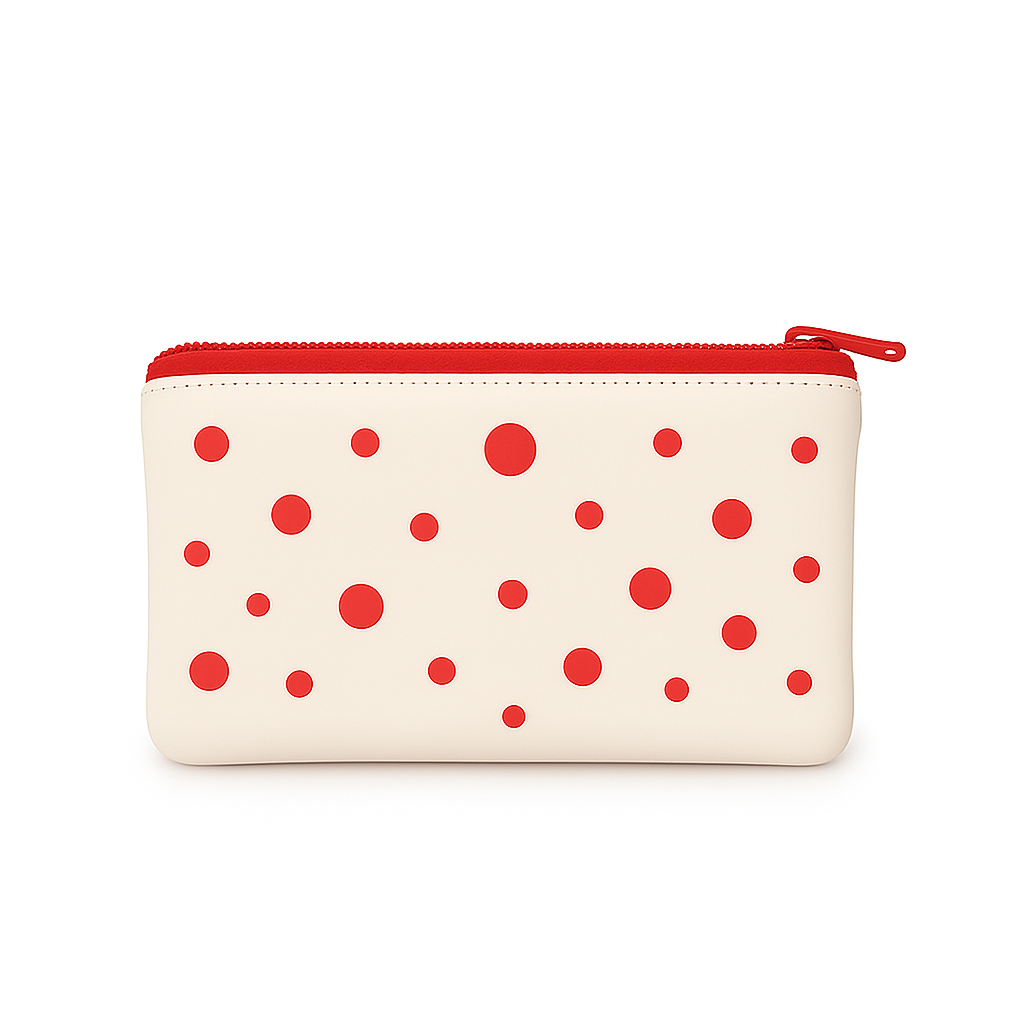 ZIP POUCH LEATHER RED DOTS