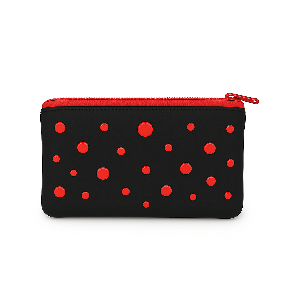 YAYOI ZIP POUCH BLACK-RED DOTS