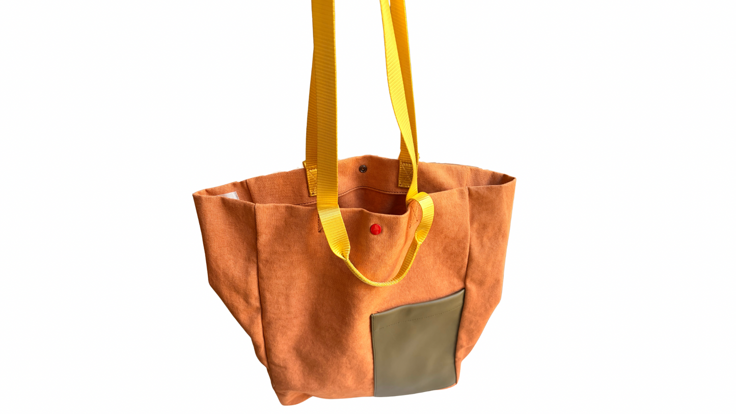 TOTE  HORIZONTAL COTTON ORANGE BICOLOR
