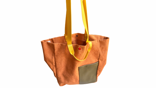 TOTE  HORIZONTAL COTTON ORANGE BICOLOR