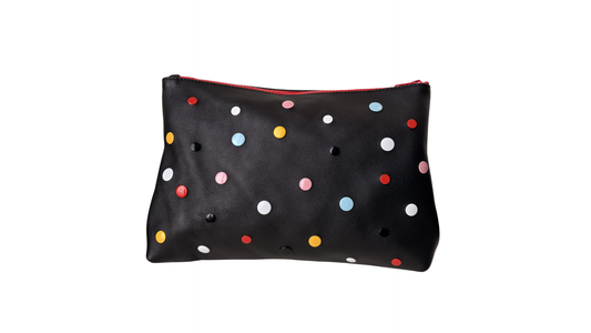 ZIP POUCH L BLACK COLOUR DOTS