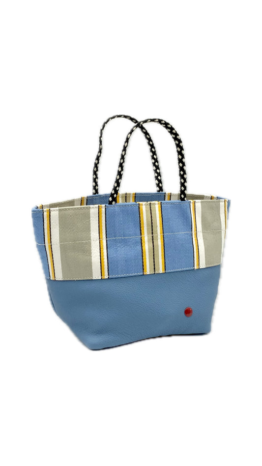 MINI TOTE BLUE LEATHER