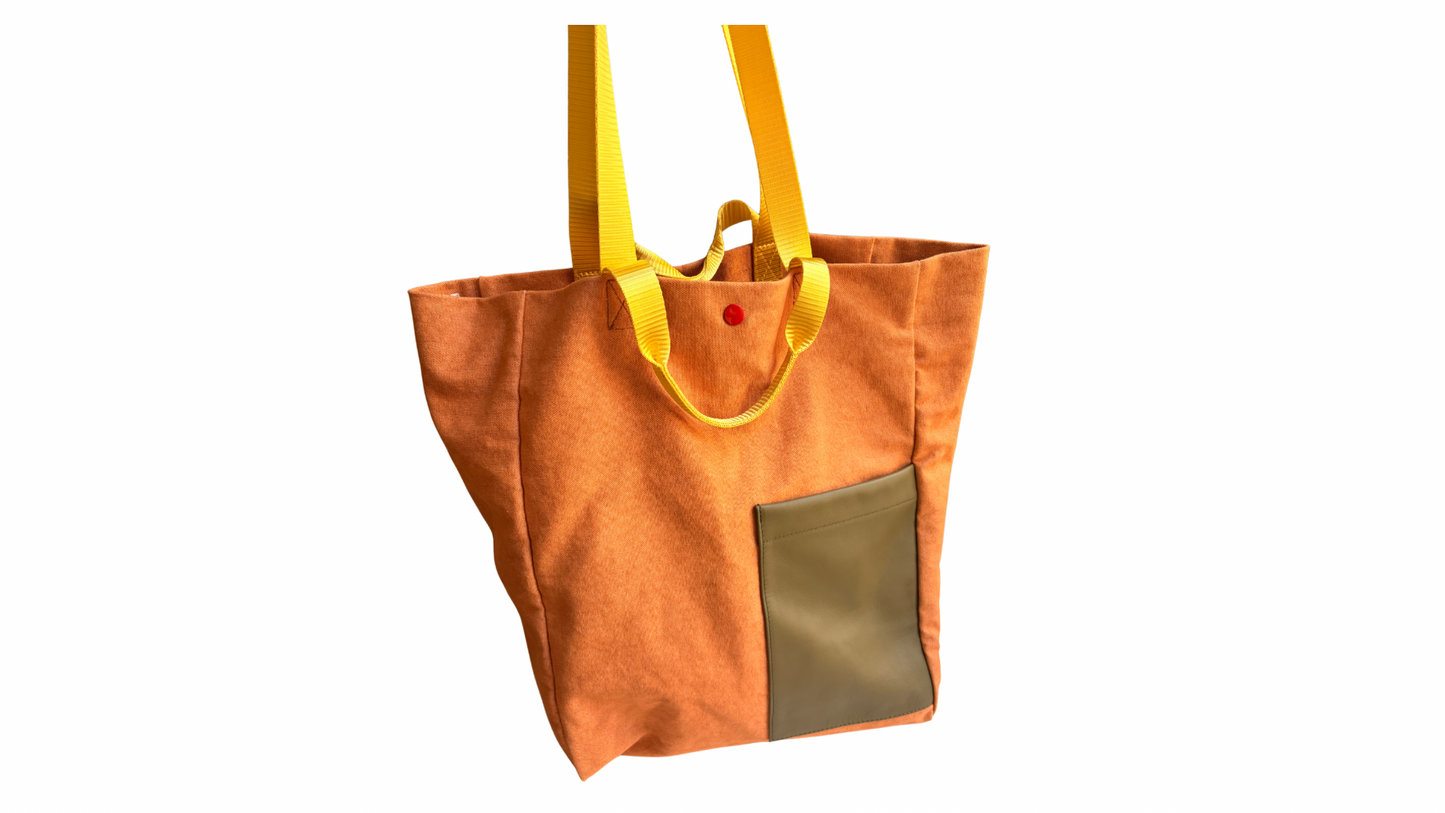 TOTE VERTICAL COTTON NARANJA BICOLOR