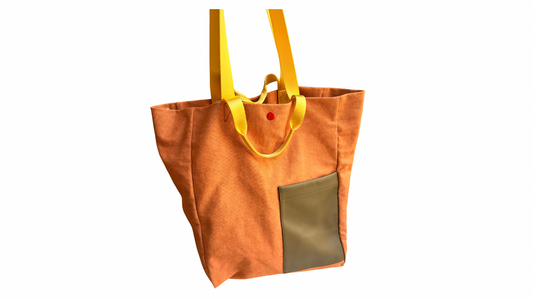TOTE VERTICAL COTTON NARANJA BICOLOR