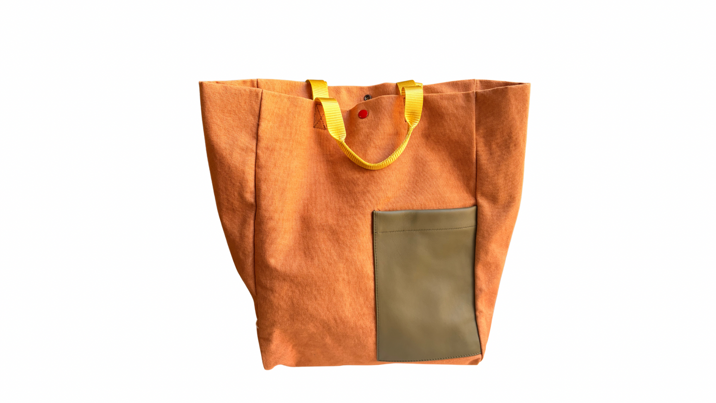 TOTE  HORIZONTAL COTTON ORANGE BICOLOR