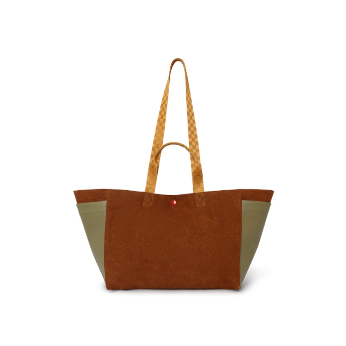 TOTE HORIZONTAL COTTON BROWN BICOLOR