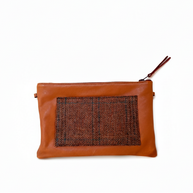 ZIP POUCH CAMEL LEATHER 2 POCKETS