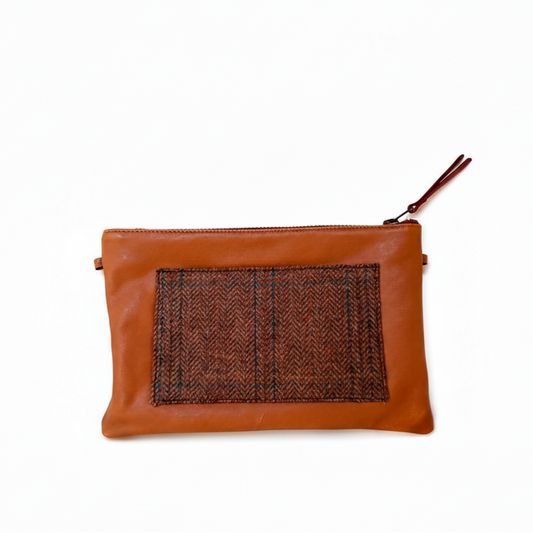 ZIP POUCH CAMEL LEATHER 2 POCKETS