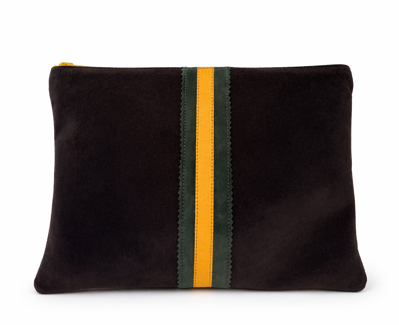 Zip pouch stripe M brown