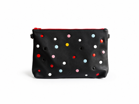 ZIP POUCH L COLOURS DOTS WITH STRAP