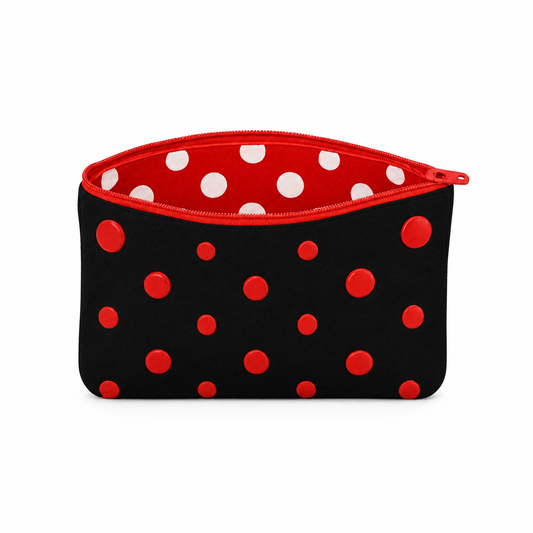 ZIP POUCH LEATHER RED DOTS