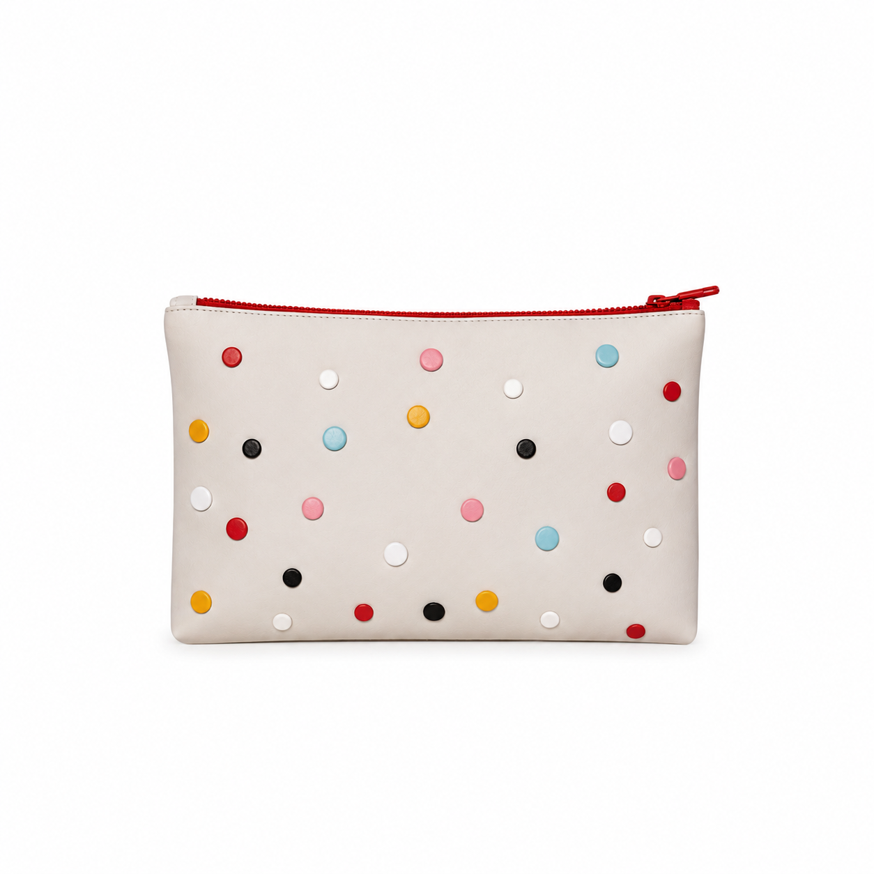 ZIP POUCH M LEATHER COLOURS DOTS