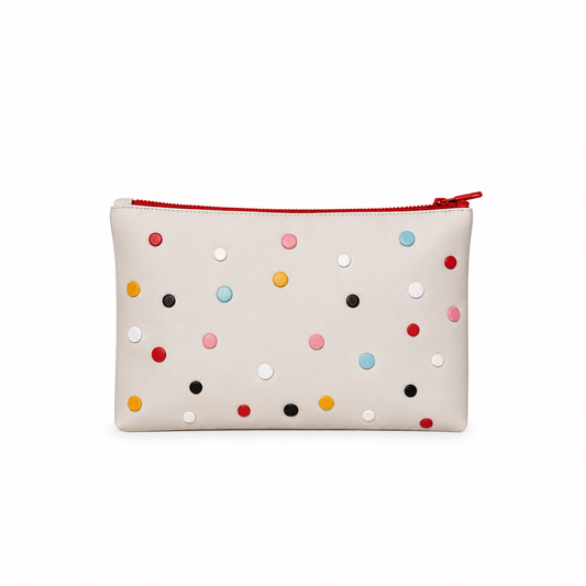 ZIP POUCH M LEATHER COLOURS DOTS