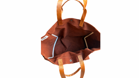 TOTE HORIZONTAL COTTON BROWN BICOLOR