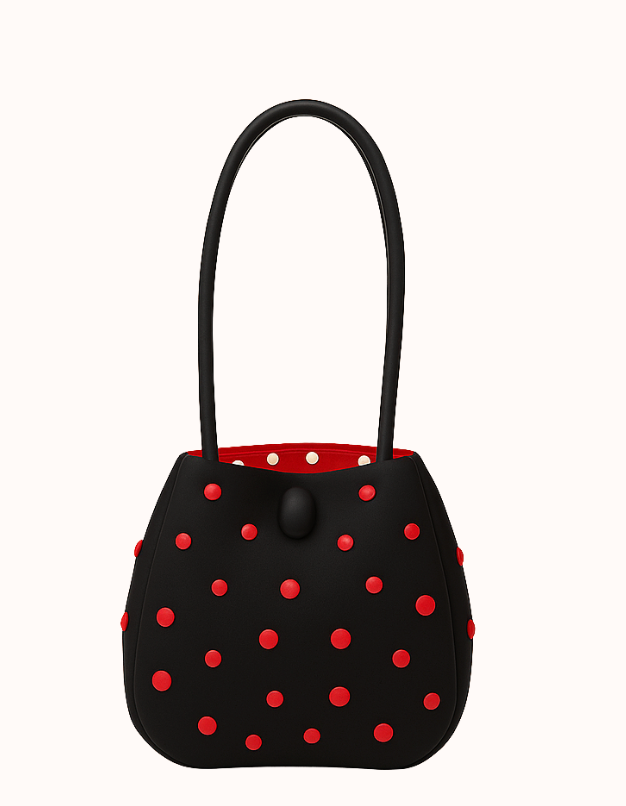 BOMBONERA COTTON BLAK-RED DOTS