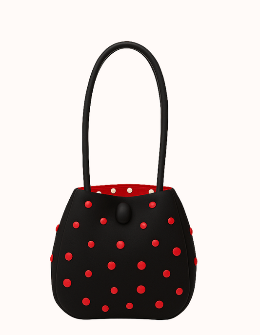 BOMBONERA COTTON BLAK-RED DOTS