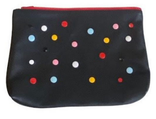 Zip Pouch L black colour dots
