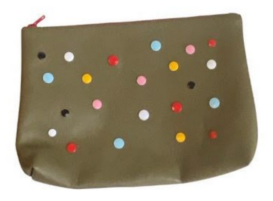 Zip Pouch L green colour dots