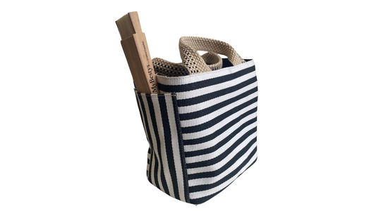 CESTO ABANICO RAYAS NEGRO