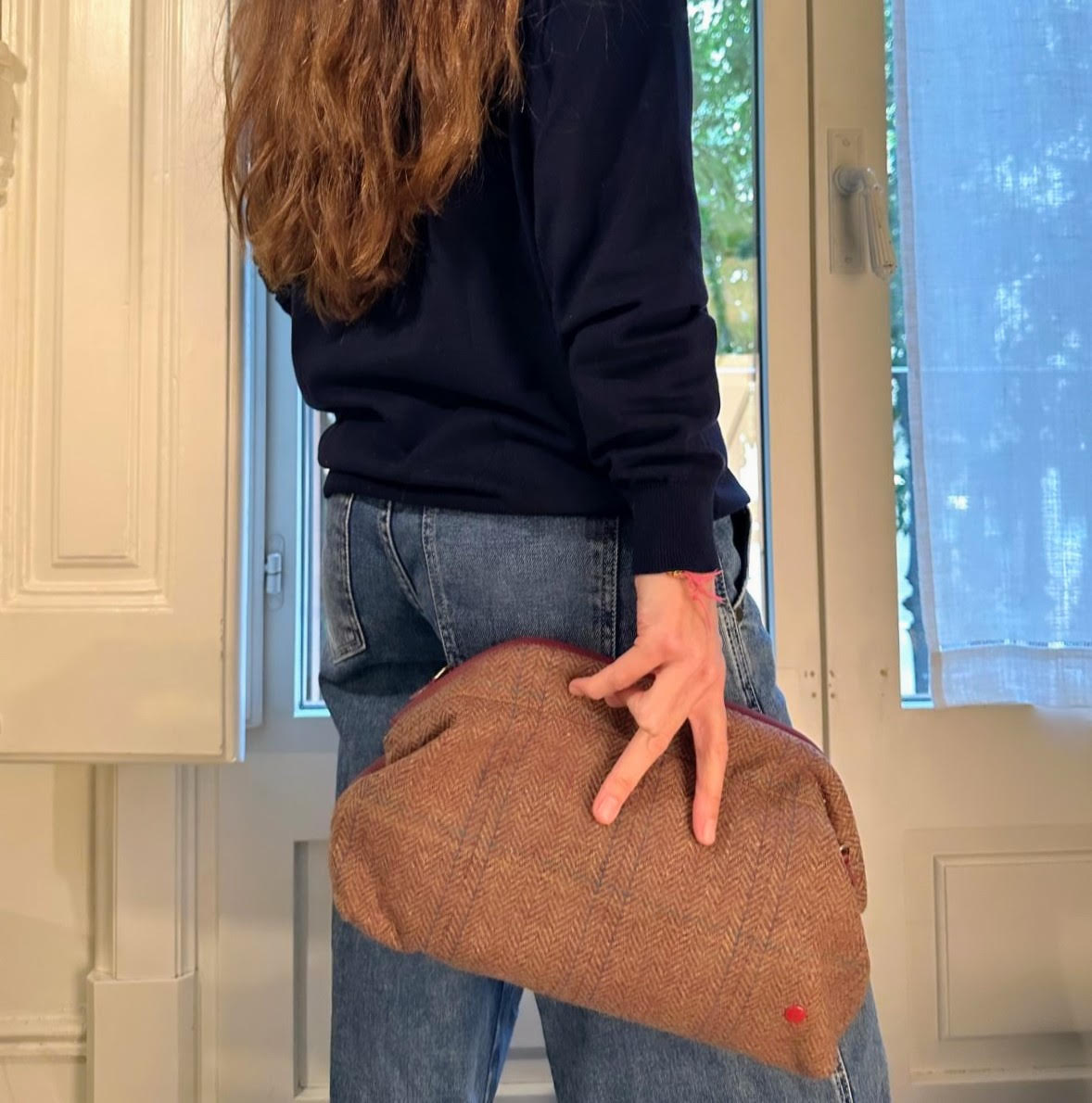 CLUTCH BURGUNDY BROWN